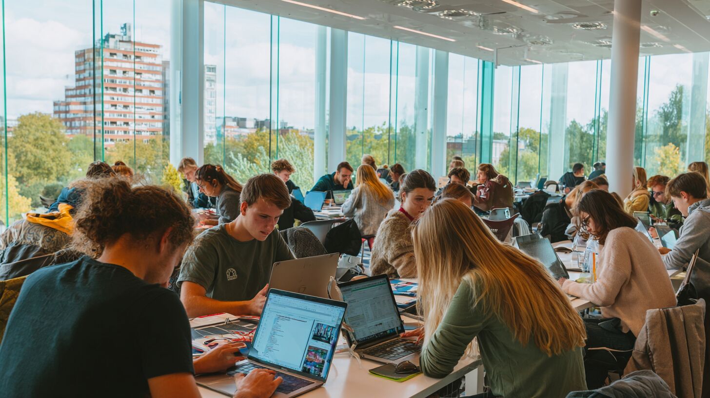 Studenten op de campus