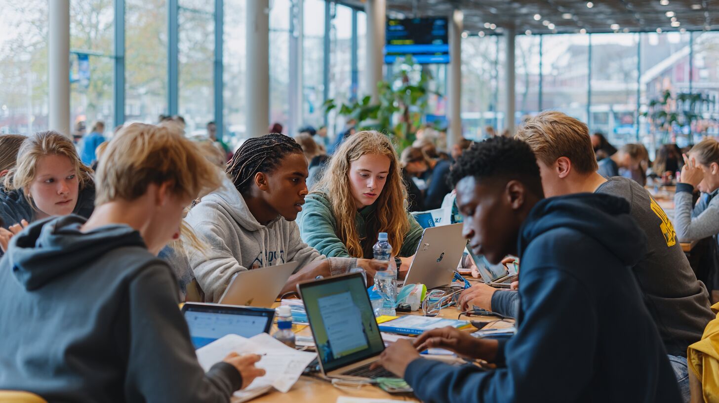 Studenten op de campus