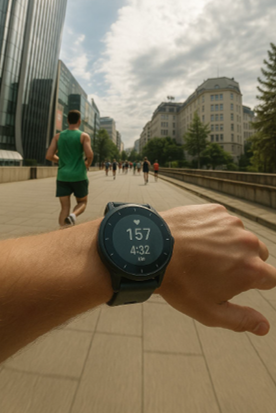 Foto van horloge dat hartslag aangeeft.